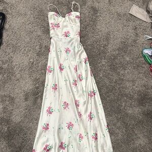 Zara floral white satin midi dress NWT Small